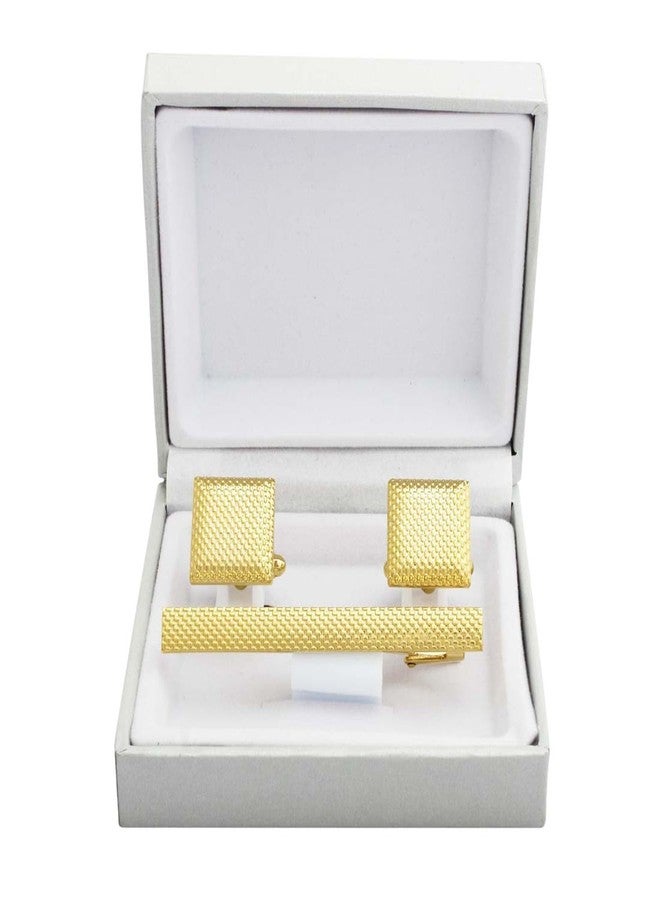 Cufflinks Golden Colour Cufflink Button Tie Pins set for Men (Cufflinks Gold - NO5) - Image 2
