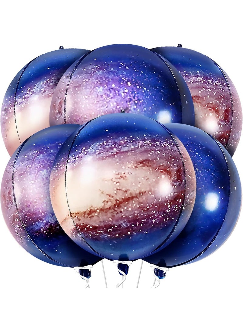 Big Galaxy Balloons - 22 Inch, Pack of 6, Earth Party Supplies | 360 Degree 4D Round Sphere Balloons for Space Themed Party Decorations | Planet Balloon for Outer Space Decorations