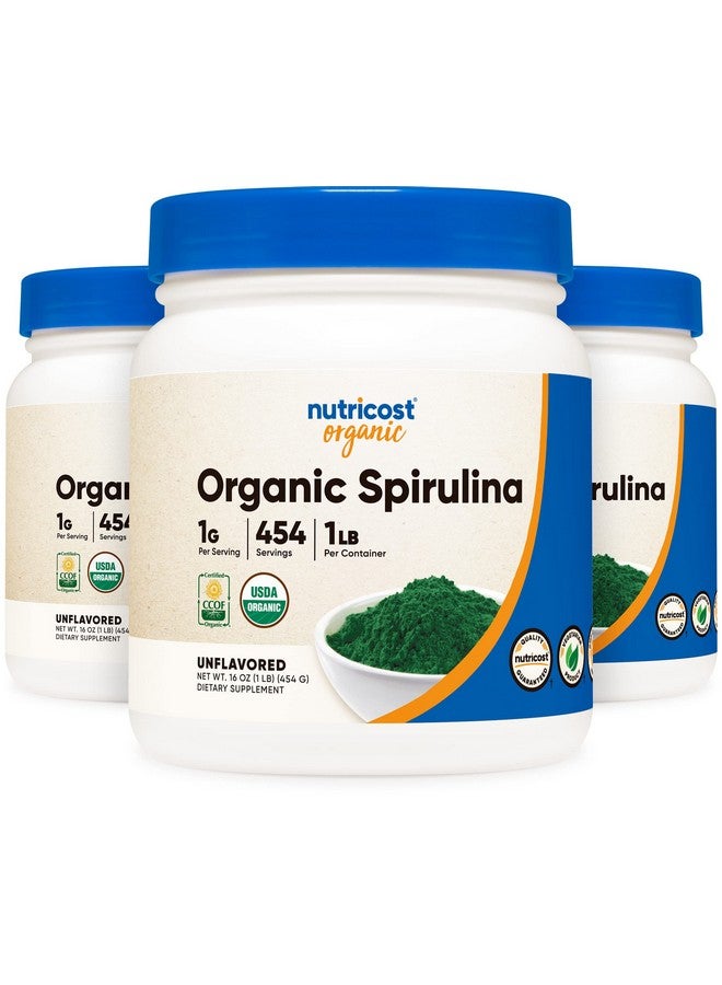 Nutricost Organic Spirulina 1LB (3 Bottles) - 3LBS, 1g Per Serving - Image 1