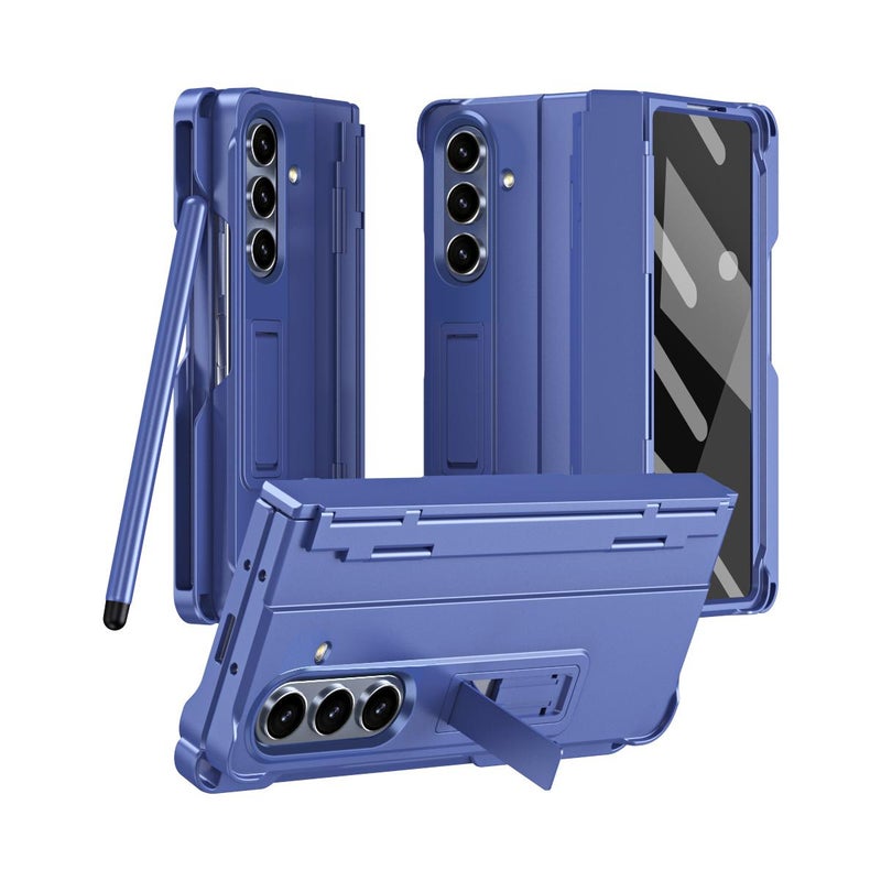 erorex For Samsung Galaxy Z Fold7 5G Diamond Case-film Integral Hinge Shockproof Phone Case with Pen(Blue) - Image 1