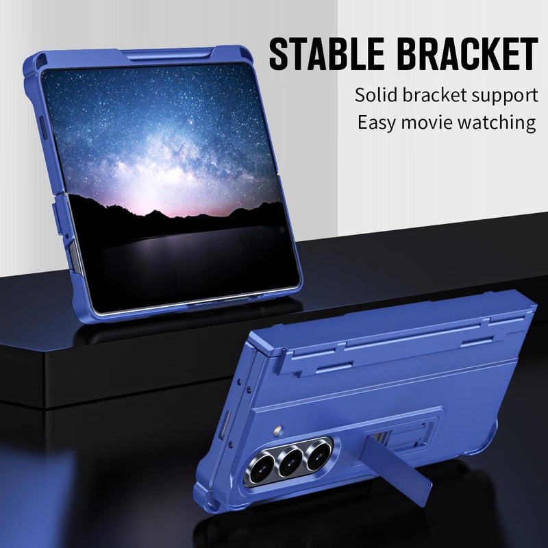 erorex For Samsung Galaxy Z Fold7 5G Diamond Case-film Integral Hinge Shockproof Phone Case with Pen(Blue) - Image 5