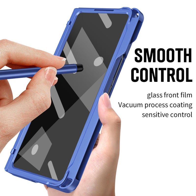 erorex For Samsung Galaxy Z Fold7 5G Diamond Case-film Integral Hinge Shockproof Phone Case with Pen(Blue) - Image 2