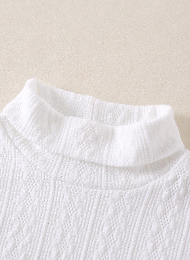 Fdqin Toddler Girls Sweater Fall Winter Long Sleeve Knit Pullover Casual Solid Outfit Black White 3-4Years - Image 4