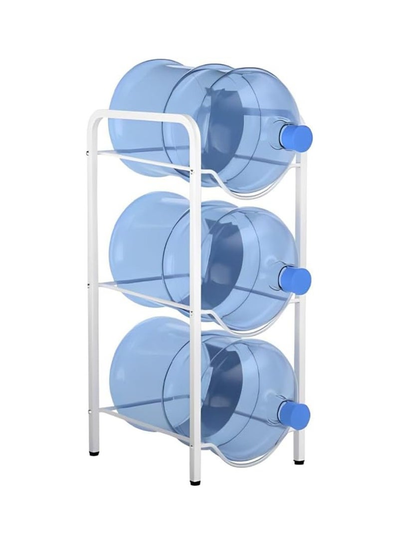 JIHAM 3 Tier Water Jug Rack, 3 Gallon Water Bottle Holder Heavy Duty Water Bottle Stand Storage For Kitchen Home And Office Easy To Assemble Water Bottle Rack Metal Hold 3 Bottle Stand  Anti-Slip Pad Water Bottle Storage Stand White  - Image 1
