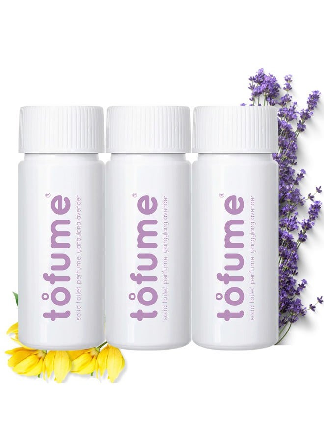 tofume Effervescent Bathroom Air Freshener - Elegant Ylang Ylang Lavender - Toilet Deodorizer, Bathroom Odor Eliminator, Toilet Freshener, Flushable Air Freshener Toilet Tablets, 3 Pack (90 Tablets) - Image 1