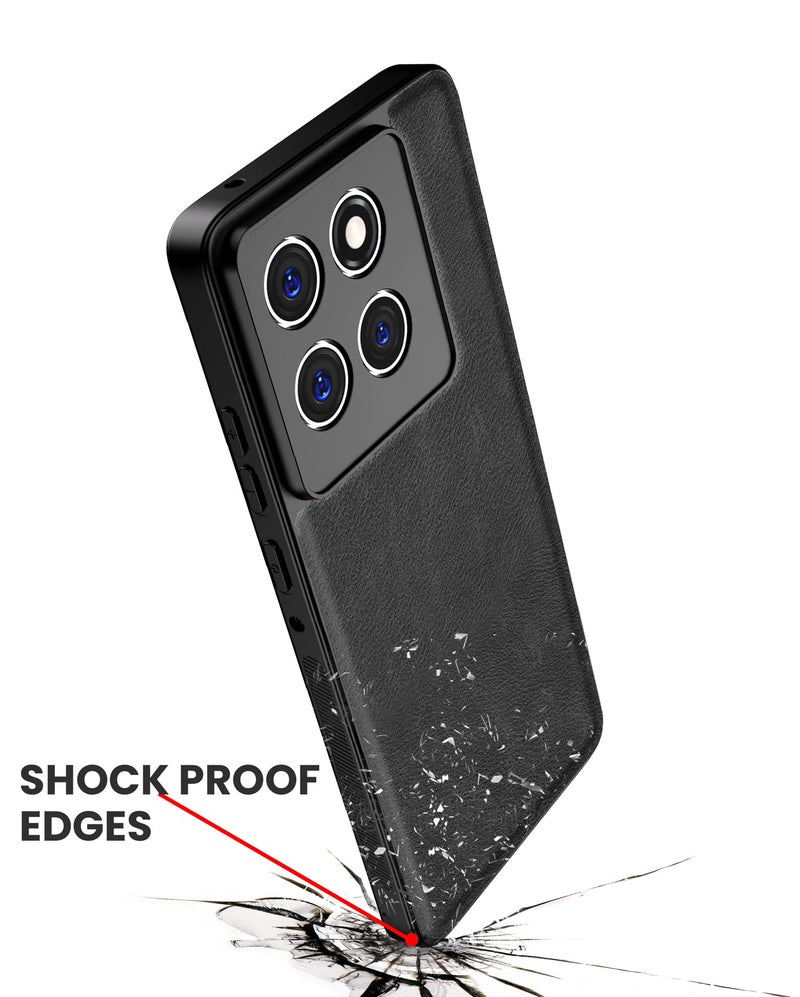 Kapa Tux Leather Back Cover for Moto Edge 60 / Edge 60 Fusion | Slim Shockproof Camera Protection Bumper Case (Black) - Image 5