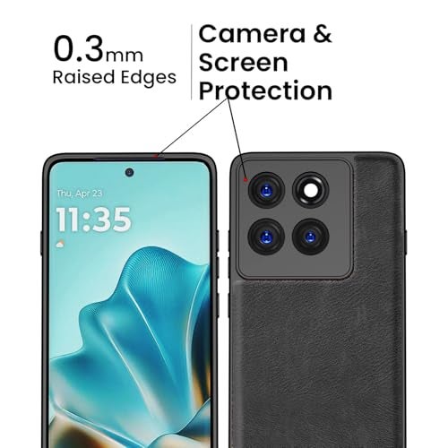 Kapa Tux Leather Back Cover for Moto Edge 60 / Edge 60 Fusion | Slim Shockproof Camera Protection Bumper Case (Black) - Image 4