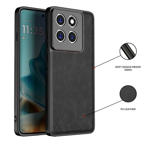 Kapa Tux Leather Back Cover for Moto Edge 60 / Edge 60 Fusion | Slim Shockproof Camera Protection Bumper Case (Black) - Image 3