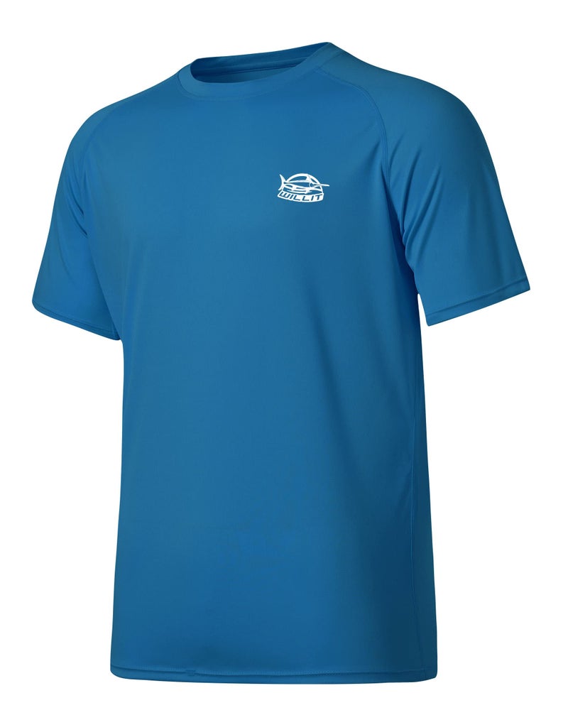 Willit Men's Rashguard Swim Shirt Short Sleeve UPF 50+ Sun Protection Shirt SPF Quick Dry Water Shirt Ocean Blue L - Image 1