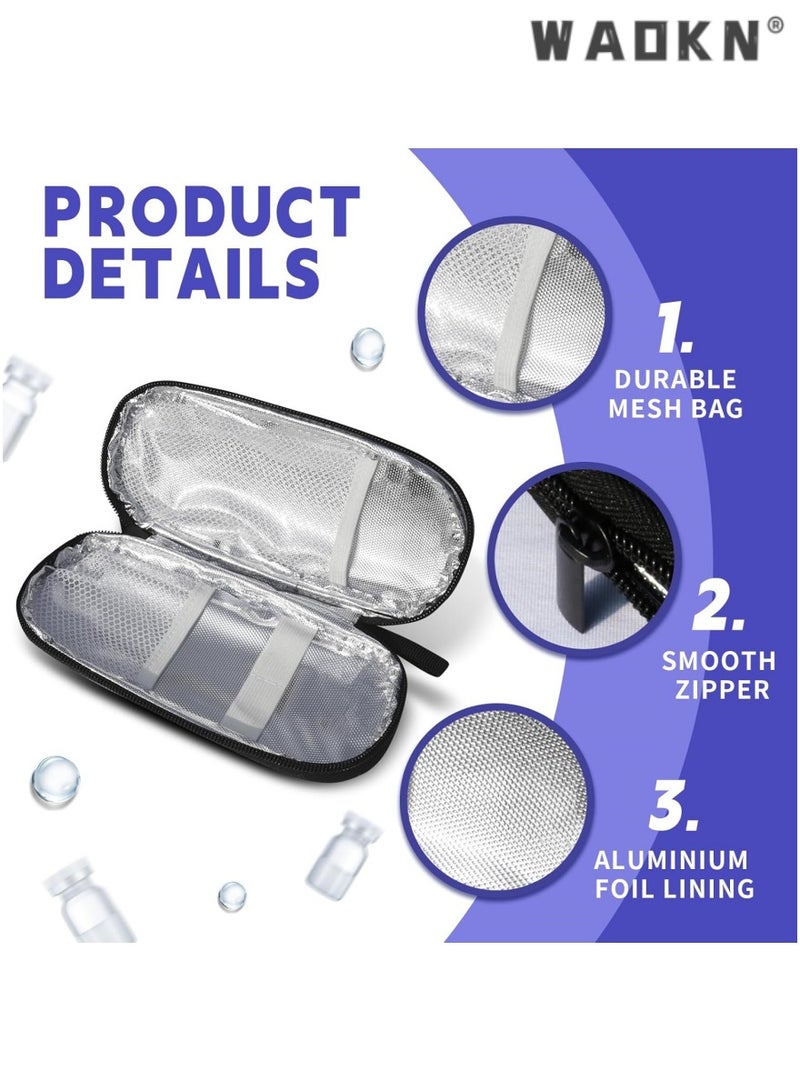 WAOKN Portable Insulin Cooling Travel Bag, Lightweight & Compact Insulin Bag Set with Insulated Cooling Compartment & 2 Reusable Ice Packs, Specifically Designed for Medical Travel (Black) - Image 3