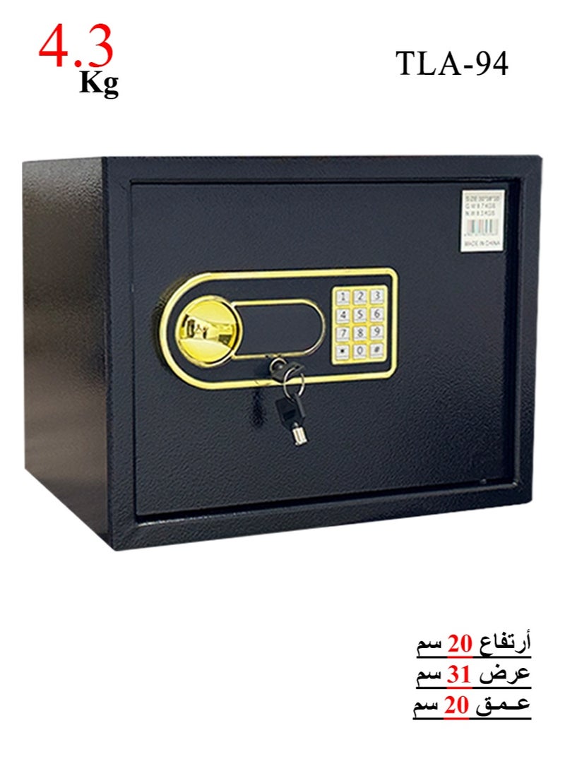 Luxury Fire-Resistant Digital Security Safe With Electronic Number Pad And Lock And Physical  Key 20*31*20 cm 4.3 Kg - Image 1