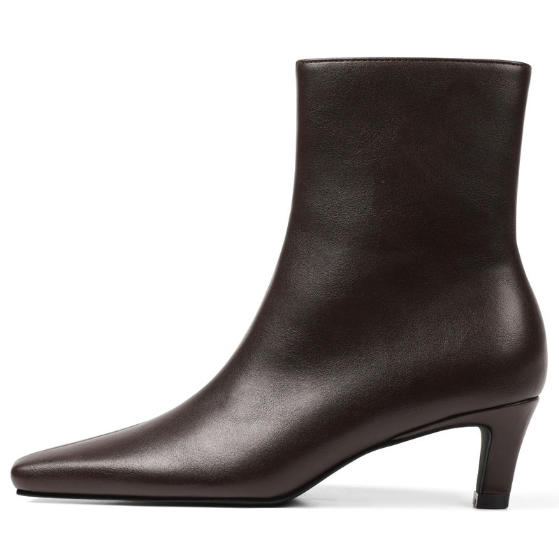Mattiventon Kitten Heel Boots for Women Square Toe Low Heel Fall Boots Womens Mid Calf Comfortable Dressy Ankle Boots with Side Zip - Image 1