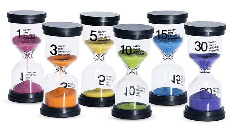 KSM UP Sand Timer 6 Colors Hourglass 1/3/5/10/15/30 Minutes Sandglass Timer Sand Clock for Kids Games Classroom Kitchen Home Office Decoration (Pack of 6) - Image 1