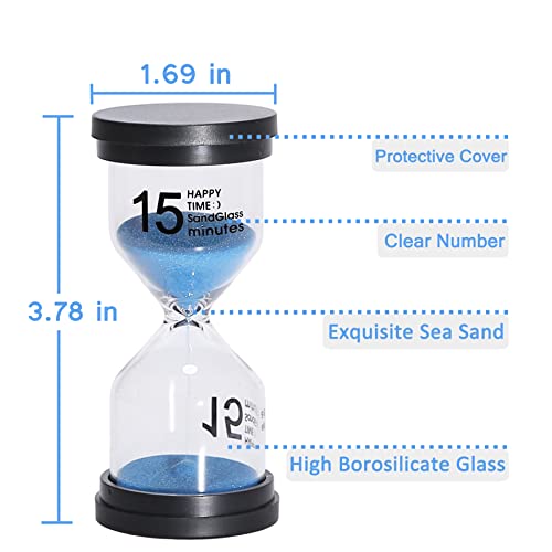 KSM UP Sand Timer 6 Colors Hourglass 1/3/5/10/15/30 Minutes Sandglass Timer Sand Clock for Kids Games Classroom Kitchen Home Office Decoration (Pack of 6) - Image 2