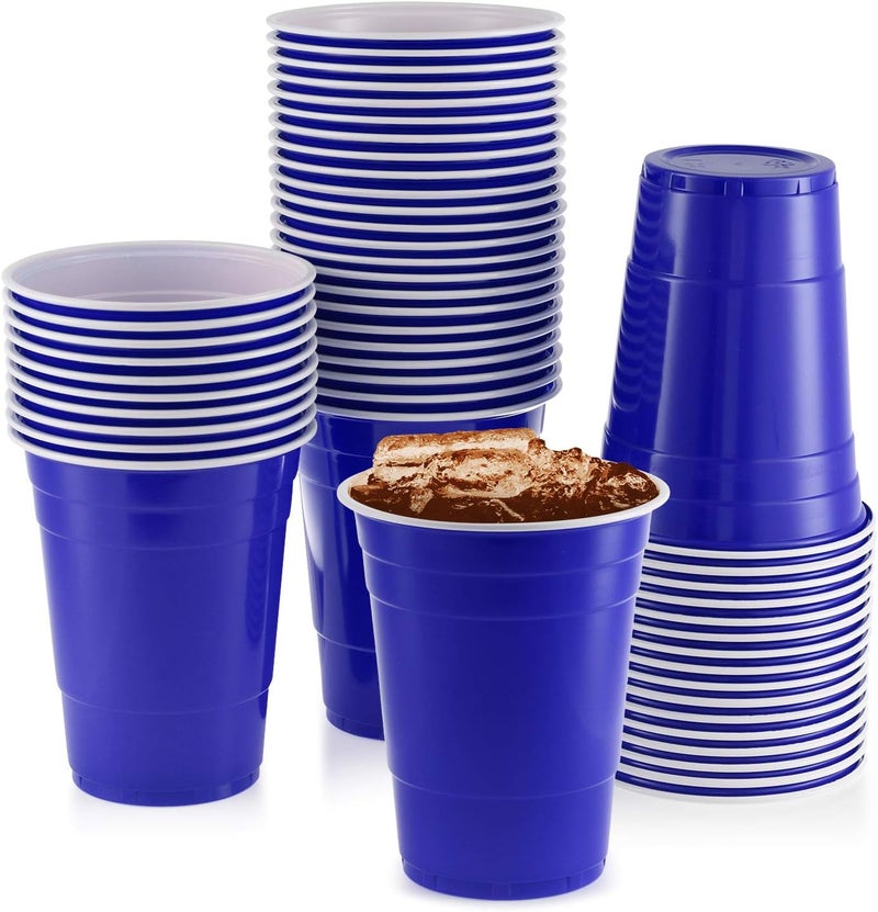 StarMar Blue Cups, [50 Pack] 16 oz Disposable Plastic Cup, Big Birthday Party Cups - Image 1