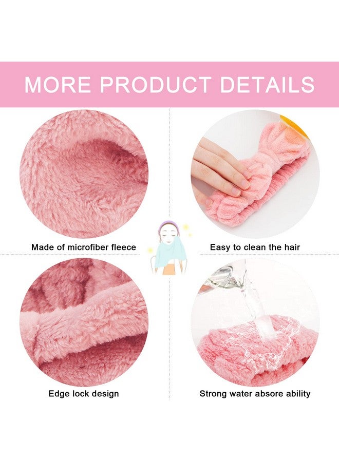 CIEHER 12 Pcs Makeup Headband For Women Wrist Washband Scrunchies Cuffs For Washing Face Soft Bow Hair Band Matching Wristbands Spa Headband Coral Fleece Bow Headbands For Girls - Image 3