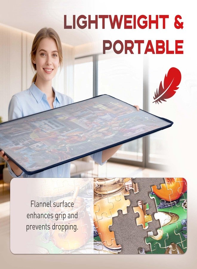 Tektalk Jigsaw Puzzle Board with 3 Angle Adjustable Bracket/Stand, Lightweight Portable Puzzle Mat with Dustproof Cover for Puzzle Storage Saver, Non-Slip Surface, Up to 1000 Pieces - Gray - Image 4