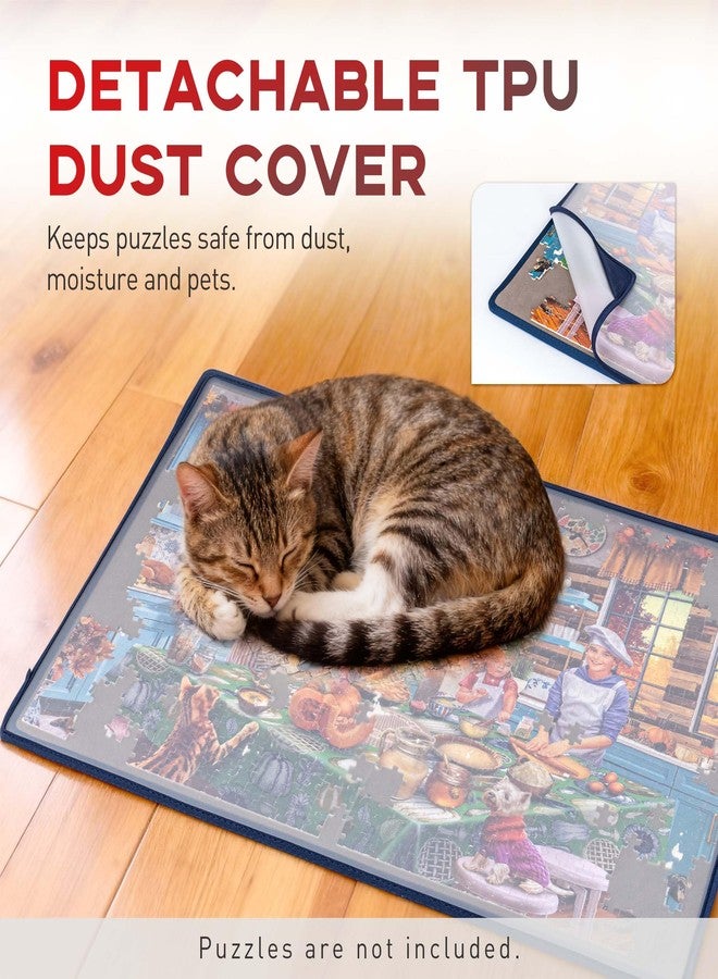Tektalk Jigsaw Puzzle Board with 3 Angle Adjustable Bracket/Stand, Lightweight Portable Puzzle Mat with Dustproof Cover for Puzzle Storage Saver, Non-Slip Surface, Up to 1000 Pieces - Gray - Image 5