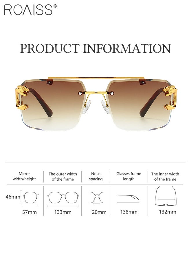 رويس نظارات شمسية مربعة ذات جسر مزدوج للرجال والنساء، نظارات شمسية للحماية من الأشعة فوق البنفسجية 400، نظارات شمسية ريترو لحفلات التسوق والسفر مع حافظة نظارات، 57 مم - Image 3