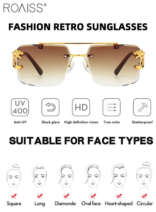 رويس نظارات شمسية مربعة ذات جسر مزدوج للرجال والنساء، نظارات شمسية للحماية من الأشعة فوق البنفسجية 400، نظارات شمسية ريترو لحفلات التسوق والسفر مع حافظة نظارات، 57 مم - Image 4