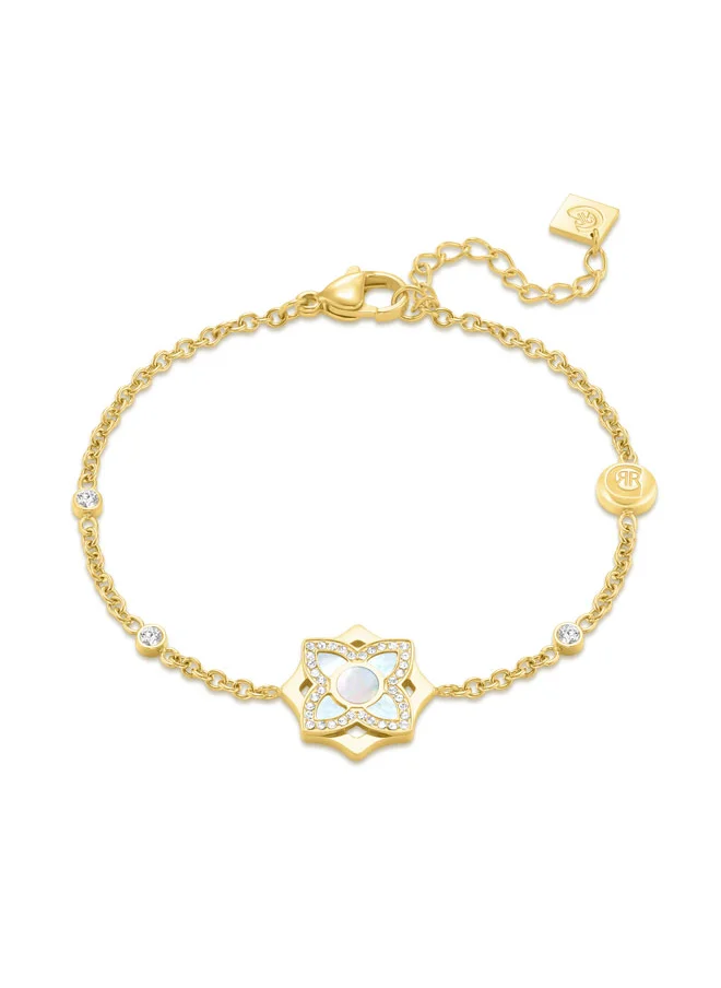 شيروتي 1881 Cerruti 1881 Ottavia Gold-Plated Bracelet – White Mother of Pearl Floral Charm – Elegant & Minimalist Jewelry for Women