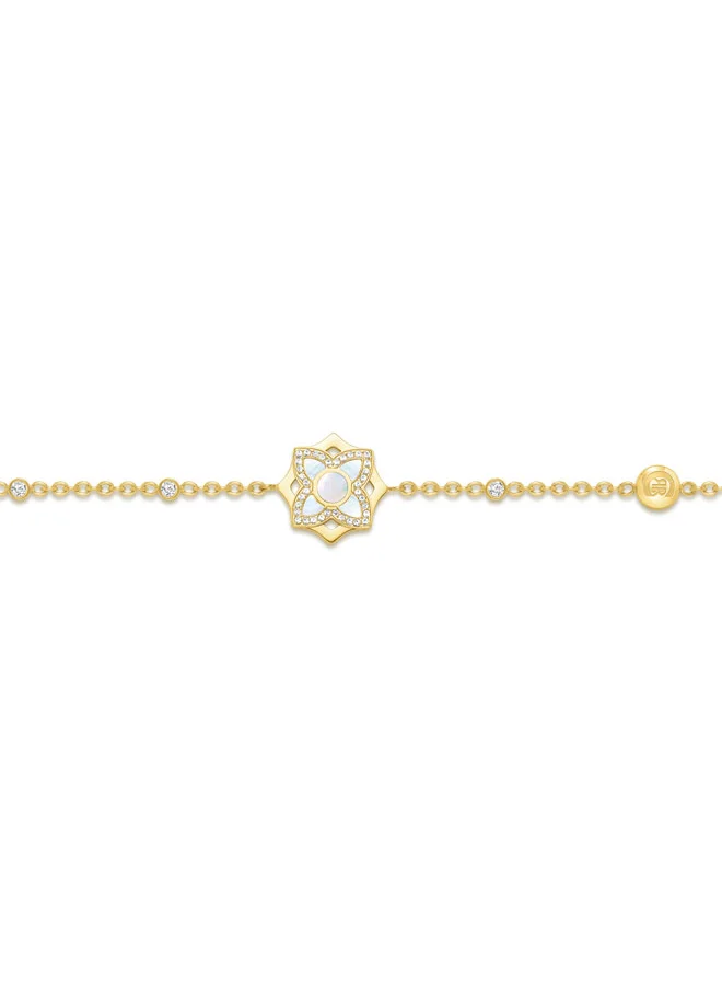 CERRUTI 1881 Cerruti 1881 Ottavia Gold-Plated Bracelet – White Mother of Pearl Floral Charm – Elegant & Minimalist Jewelry for Women