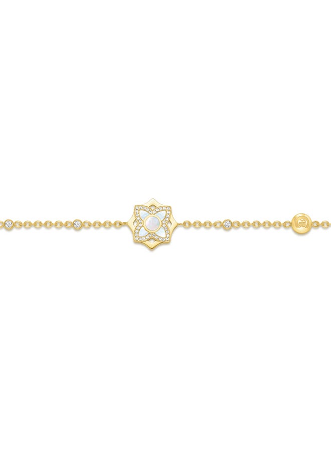 CERRUTI 1881 Ottavia Gold-Plated Bracelet, White Mother of Pearl Floral Charm, Elegant and Minimalist Jewelry for Women  - Image 2