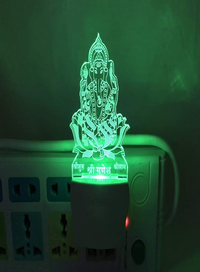 UKANI ® 3D Ganesh Ji with God Laxmi Mata 7 Color Changing Acrylic Night Lamp (Multicolour, 3 Inch) - Image 3