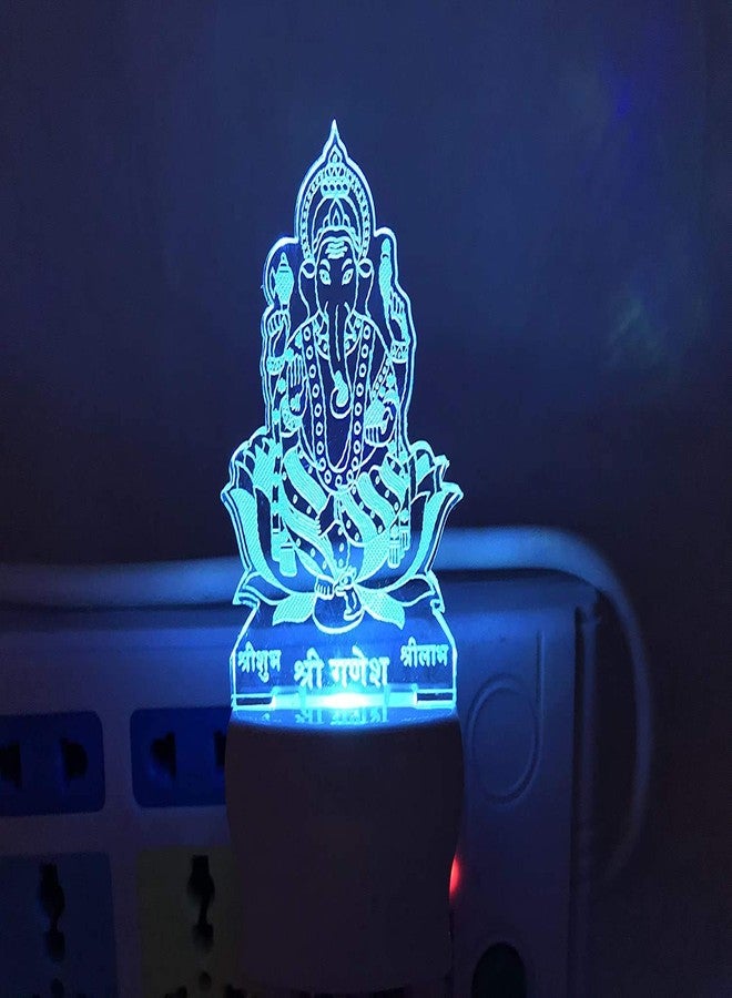 UKANI ® 3D Ganesh Ji with God Laxmi Mata 7 Color Changing Acrylic Night Lamp (Multicolour, 3 Inch) - Image 5