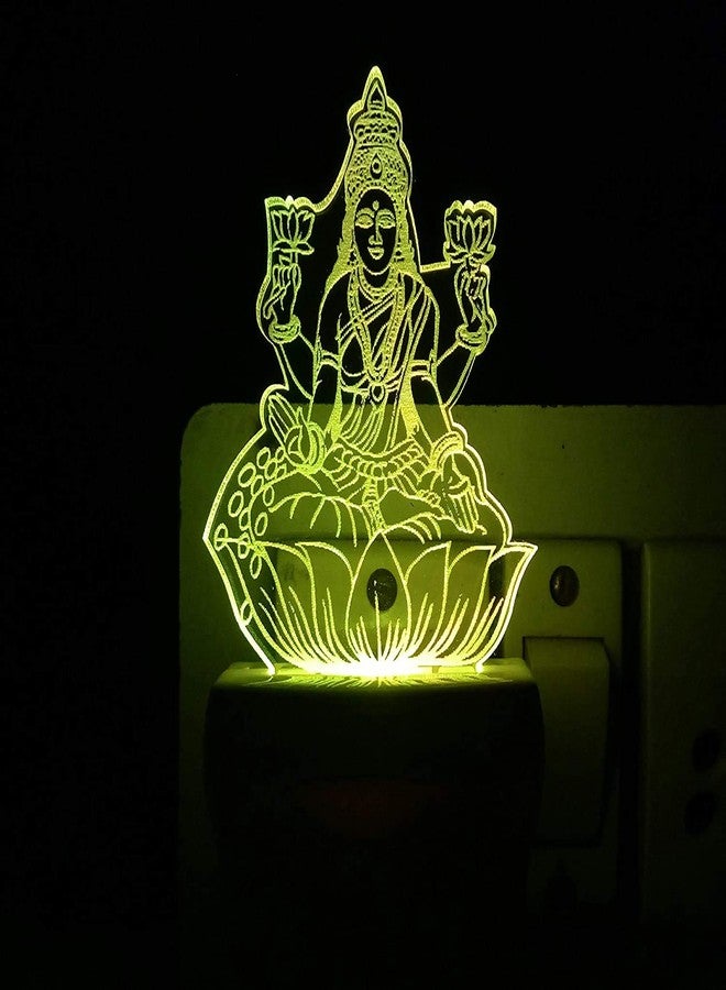 UKANI ® 3D Ganesh Ji with God Laxmi Mata 7 Color Changing Acrylic Night Lamp (Multicolour, 3 Inch) - Image 4