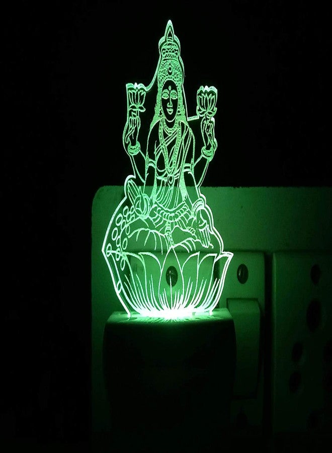 UKANI ® 3D Ganesh Ji with God Laxmi Mata 7 Color Changing Acrylic Night Lamp (Multicolour, 3 Inch) - Image 2