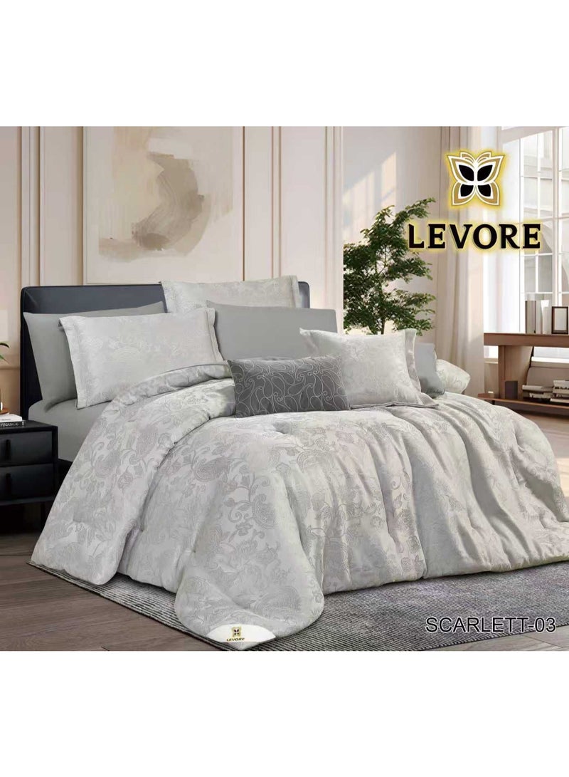 LEVORE Luxury 8-piece double bedsheet set, royal-style jacquard, soft to the touch, suitable for a 200x200 cm bed.