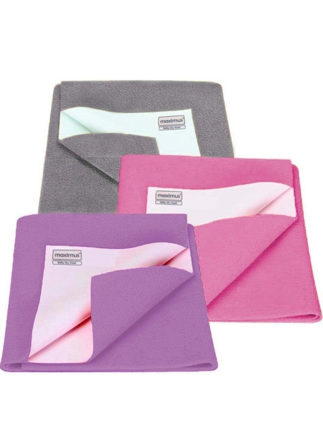 THE MAXIMUS Maximus Baby Dry Sheet | Waterproof Bed Protector | Dry Mats | Combo 3 Pieces | 250 GSM (Small, Light Purple | Baby Pink | Lilac) - Image 1