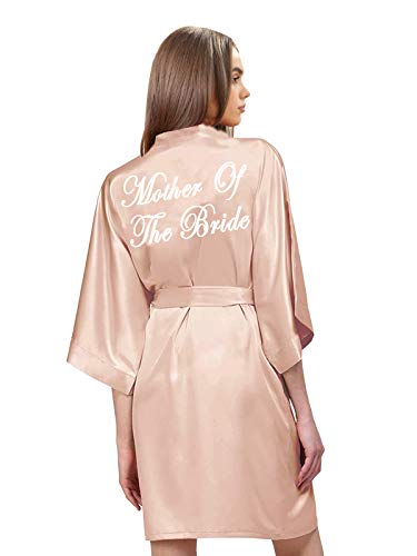 owiter Satin Robe for women Short Bride and Bridesmaid Rose Gold Dressing robe for Wedding Party… (US, Alpha, X-Large, Regular, Regular, rose gold mother of the bride) - Image 1