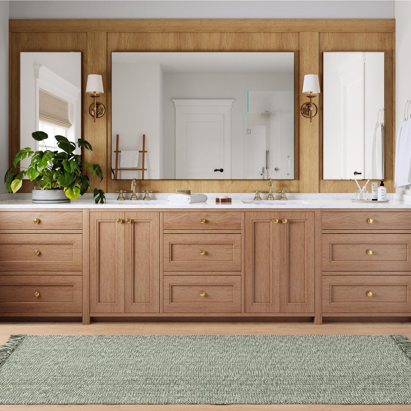 Collive Long Hallway Runner Rug 2.6 '× 8' Runner Runner Indoor Prud Brud Olive Green/Cream مضفر المطبخ منسوج السجاد السجاد في الأرض الأمامي البارز لغرفة النوم المدخل - Image 5