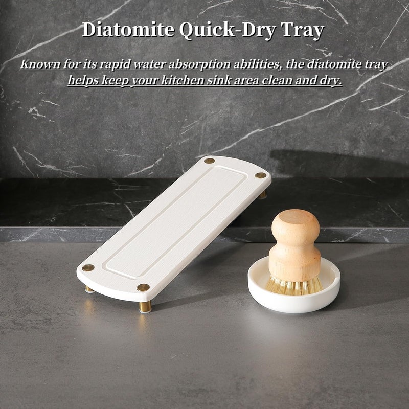 MOMEEMO Gold Soap Dispenser Set Comes with Stainless Steel Pumps, Instant Dry Tray, and Dish Scrub Brush, Suitable for Kitchen Decor and Accessories. (Gold) - Image 4