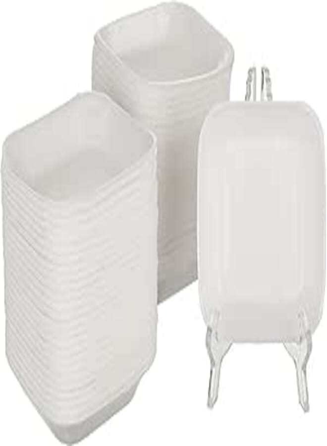 Foam Plates 1/8 Kg White Rectangular Foam Plates - Single Use (12)