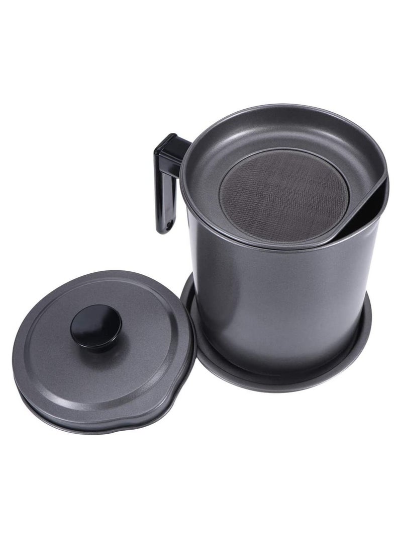 DubaiGallery Container with Strainer- 1.7L Oil Storage Grease Keeper Black Iron Can for Used Cooking Oil, Fat, Frying Oil - Image 2
