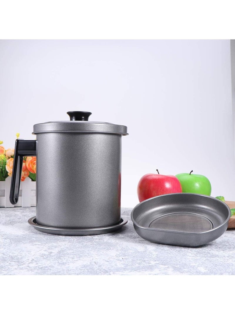 DubaiGallery Container with Strainer- 1.7L Oil Storage Grease Keeper Black Iron Can for Used Cooking Oil, Fat, Frying Oil - Image 3