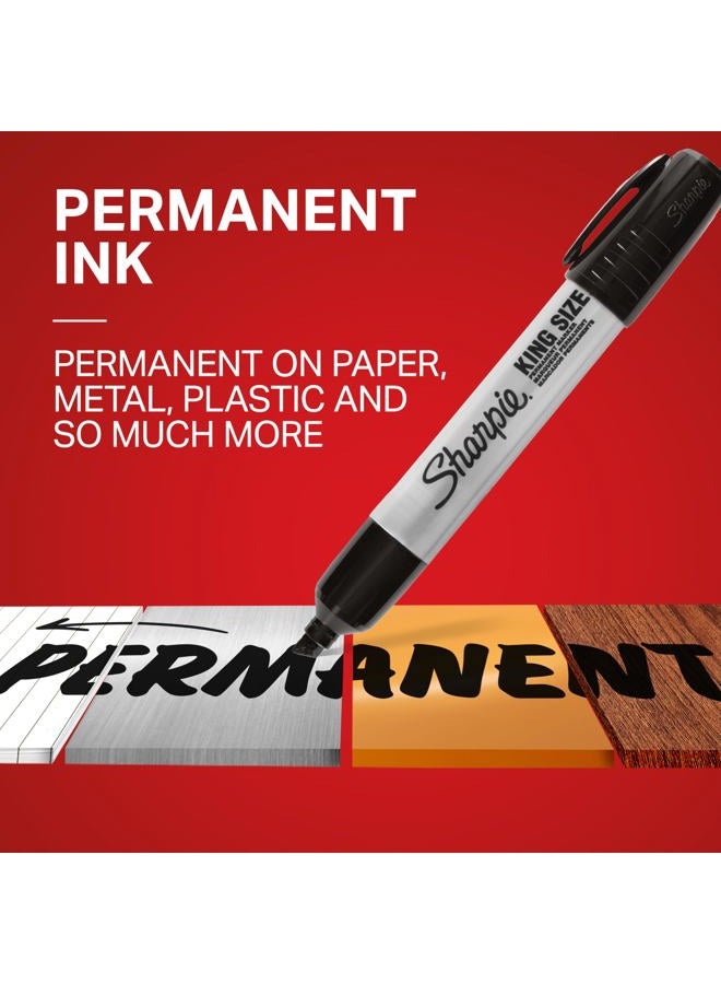 Sharpie King Size Permanent Markers | Large Chisel Tip, Great for Poster Boards, Black, Pack of 12 - Image 3