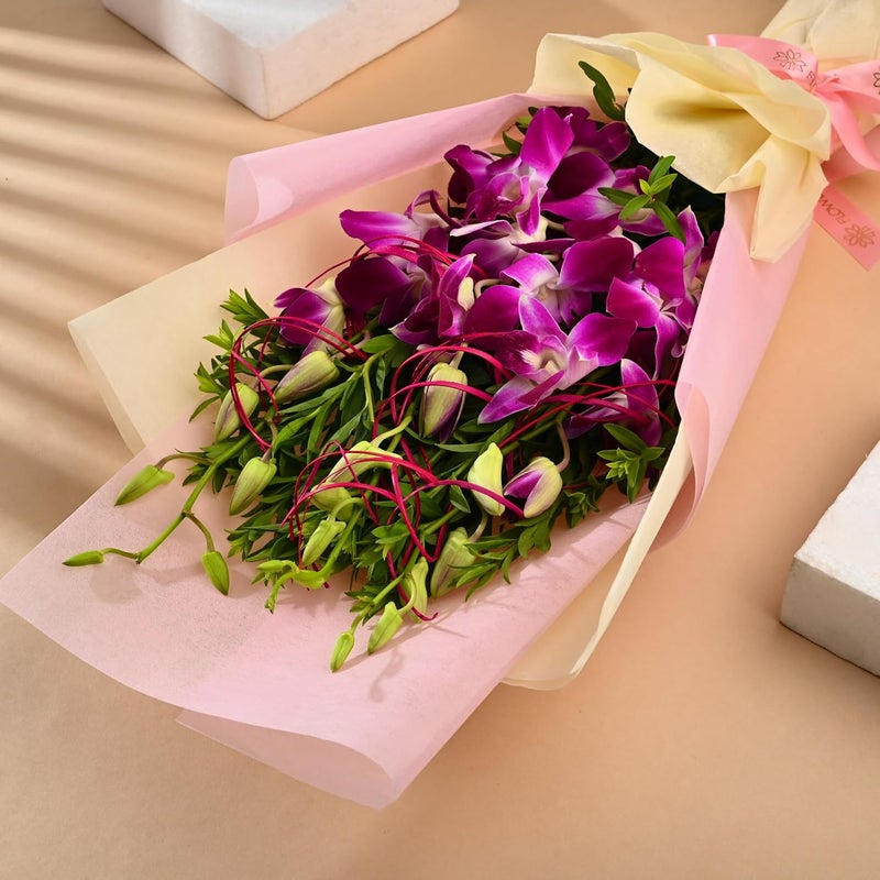 Floweraura FlowerAura Fresh Live Flower Bouquet of 3 Purple Flowers For Birthday Gift Anniversary Gift Wedding Gift Valentines Day Gift Gift For Special Occasion Same Day Delivery  - Image 5