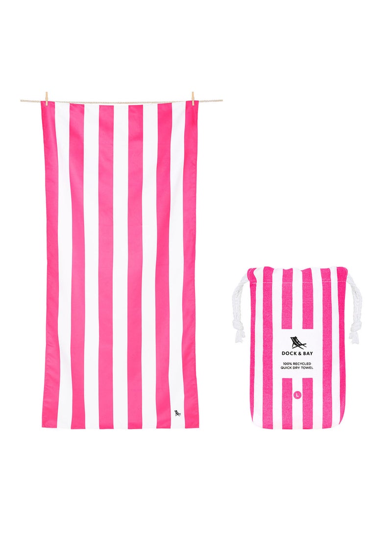Dock & Bay Dock & Bay Beach Towel, Super Absorbent, Quick Dry, Sand Free, Compact & Lightweight, 100% Recycled Materials, Includes bag - Large (160x90cm) - PHI PHI PINK  - Image 1