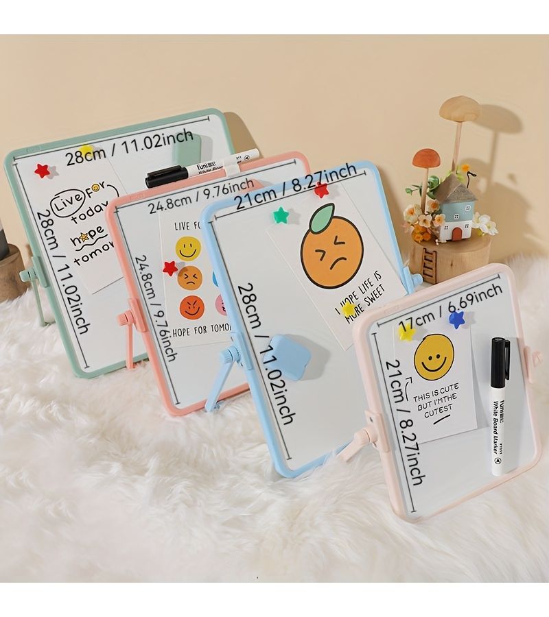 Green 9.76x9.76 Inch Magnetic Double Sided Desktop Easel Whiteboard Blackboard - Image 2
