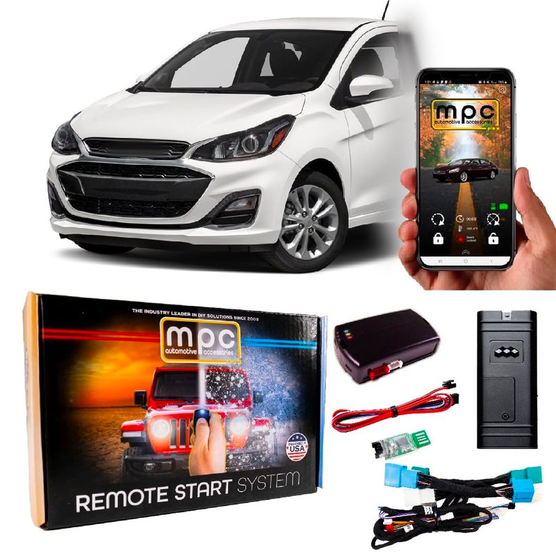 MPC Remote Starter Compatible with 20122022 Chevrolet Spark Gas Key to Start with THarness FlashLink Updater 2 Extended Range 4Button 2Way Remotes Up to 1000 ft Range