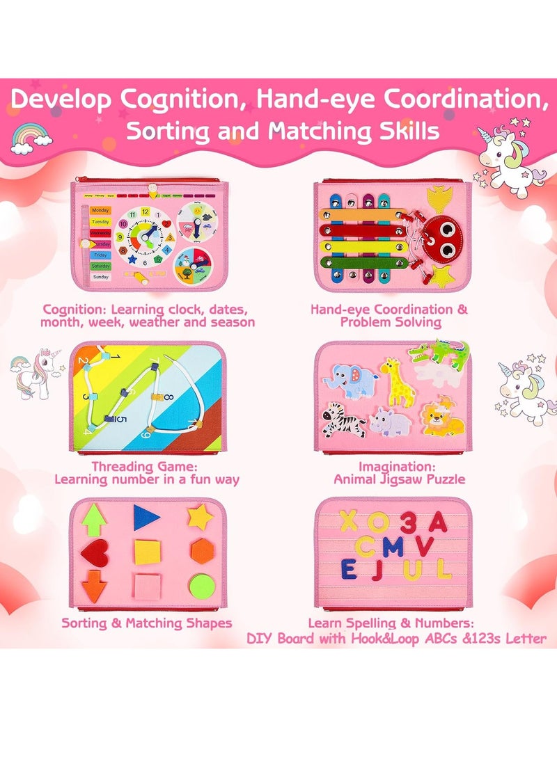 general Busy Board for Toddlers, Old, Travel Toys Gifts for Girls, Sensory Board, Educational Learning Activities Fine Motor Skills Toys for Airplane Car - Image 3