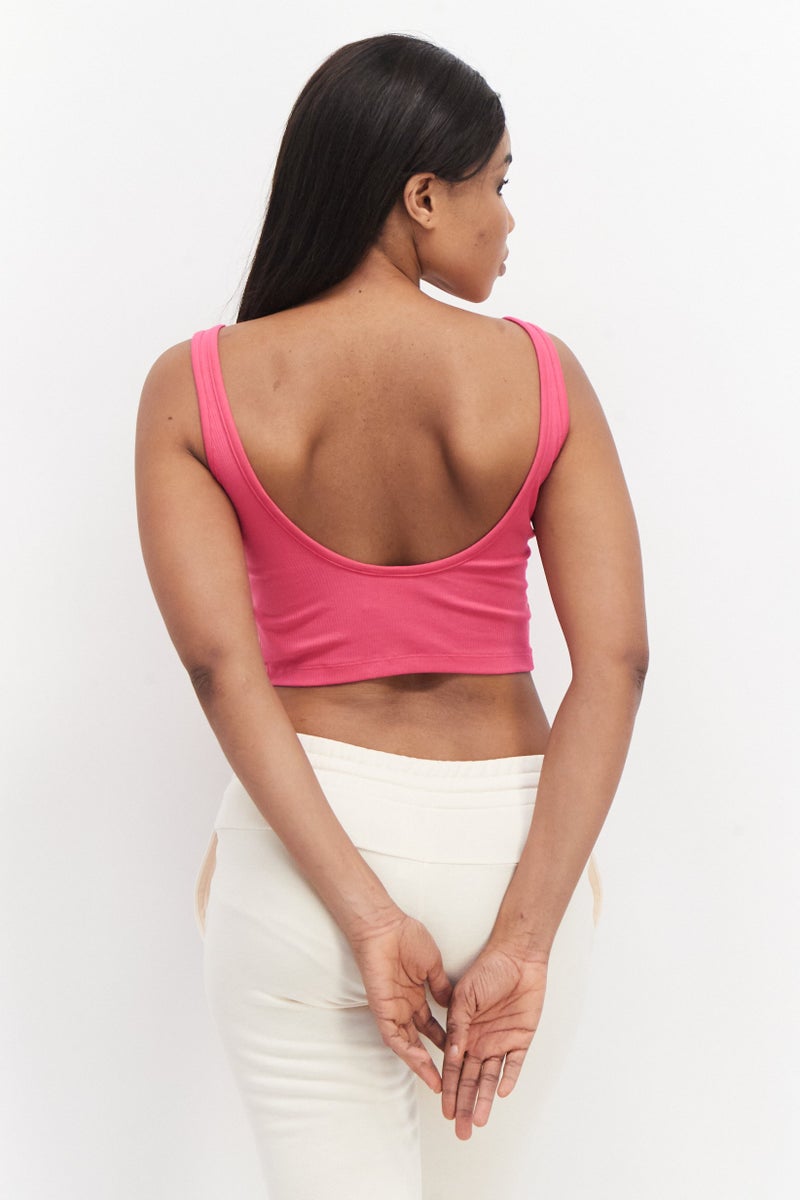 adidas Originals Women Sportswear Fit Sleeveless Training Top, Dark Pink  - Image 4
