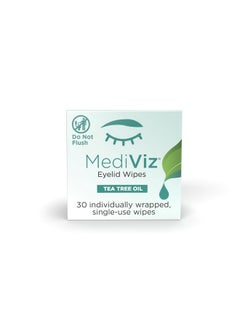 ميديفيز مناديل تنظيف الجفون من MediViz Tea Tree - 30 منديلًا للاستخدام مرة واحدة - مناديل تنظيف الرموش والجفون لتهدئة تهيج العين الجافة وإزالة داء الدويدية والمزيد  - Image 1