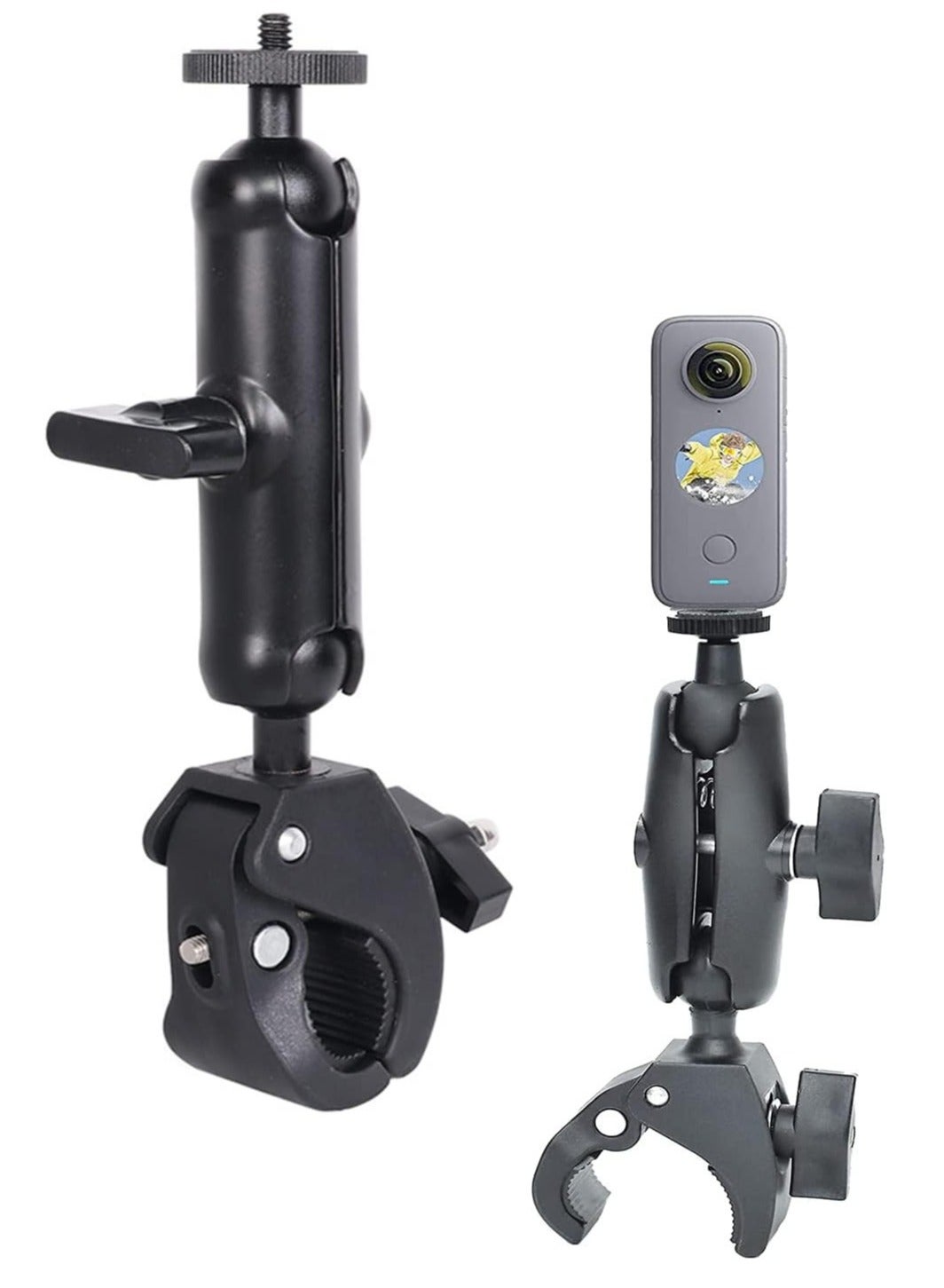 راتسو راتسو حامل دراجة نارية لكاميرات الأكشن مثل INSTA360 و GoPro Hero مزدوج الكرة