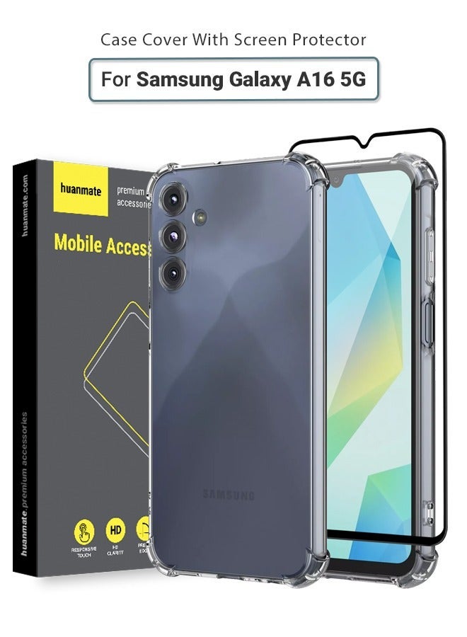 huanmate 2 in 1 Samsung Galaxy A16 5G Protection Pack - Ultra Clear Shockproof Case & Edge-to-Edge Screen Protector, 360 Degree Protection, Back Cover & Screen Protector for Samsung Galaxy A16 5G - Image 1