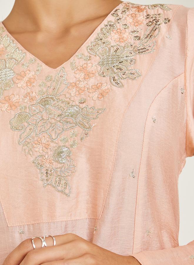 Amirah Women Pink Embellished A-Line Jalabiya - Image 4